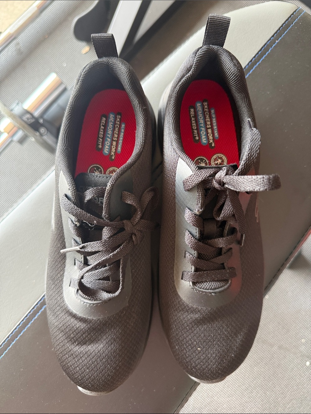 Skechers Women’s Black Athletic Lace-Up Sneakers with Red Insole